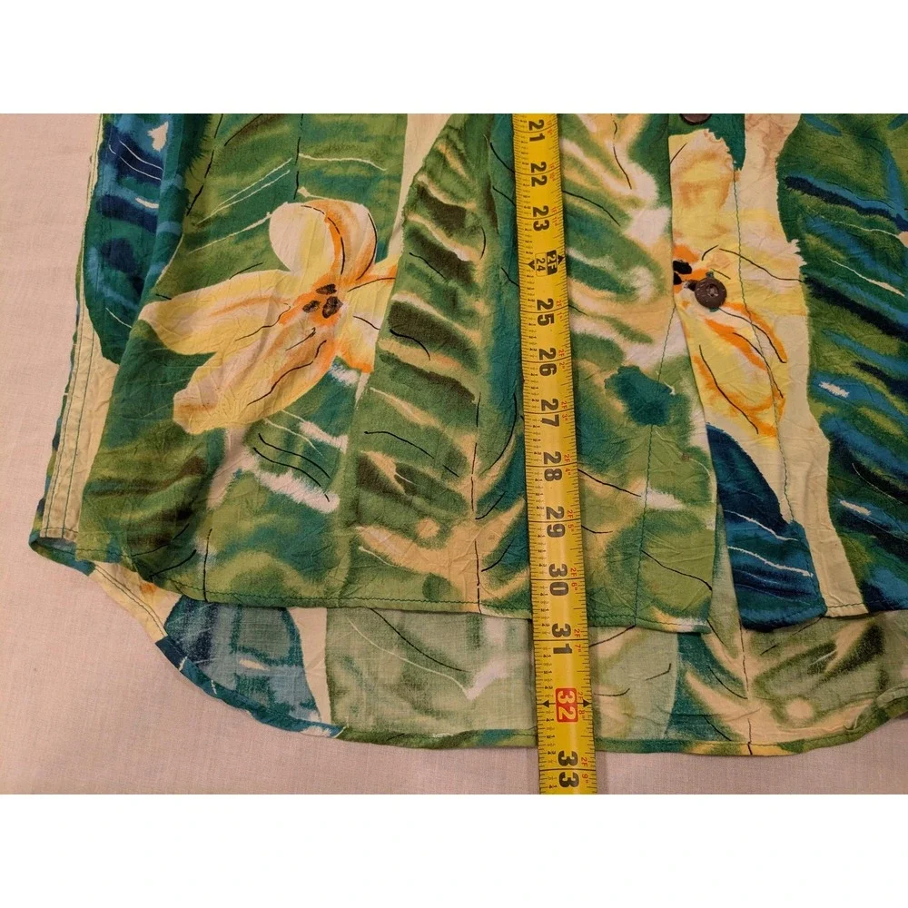 Vtg. Jams World Shirt Mens 2XL Green Tropical Floral Hawaiian Aloha Rayon‎ USA - Picture 13 of 15